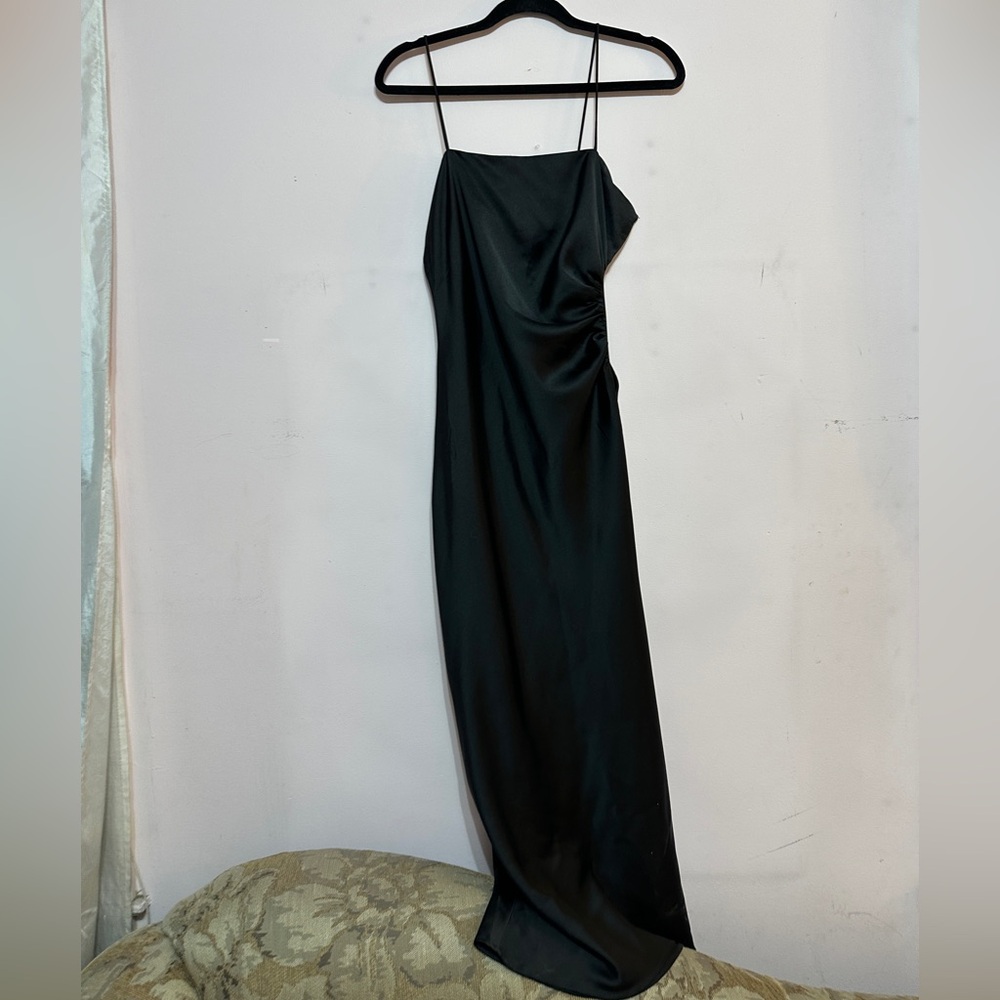 Zara Black Satin Midi Dress